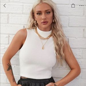 SHEIN Mock Neck Rib-Knit Tank